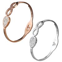Stainless Steel Bangle, with Rhinestone Clay Pave, Infinity, plated, for woman & with rhinestone 3mm, Inner Approx 