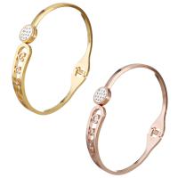 Stainless Steel Bangle, with Rhinestone Clay Pave, Flat Round, plated, for woman & with rhinestone 10mm, Inner Approx 