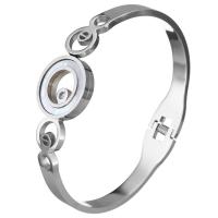Stainless Steel Bangle, with White Shell, Donut, for woman, original color 6mm, Inner Approx 