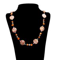 Freshwater Pearl Sweater Necklace, with Shell & Crystal, for woman & faceted - Approx 47 Inch 