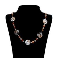 Freshwater Pearl Sweater Necklace, with Shell & Crystal, for woman & faceted - Approx 27.5 Inch 