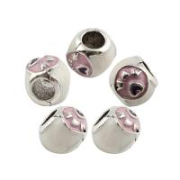 Enamel Zinc Alloy European Beads, Drum, platinum color plated, without troll, lead & cadmium free Approx 5mm 