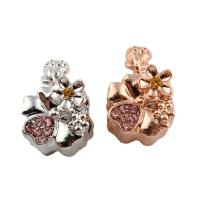 Rhinestone Zinc Alloy European Beads, Flower, plated, without troll & with rhinestone lead & cadmium free Approx 5mm 