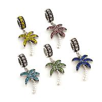 Zinc Alloy European Pendants, Palm Tree, antique silver color plated, without troll & with rhinestone lead & cadmium free Approx 5mm 