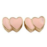 Enamel Zinc Alloy European Beads, Heart, gold color plated, without troll, lead & cadmium free Approx 4.5mm 