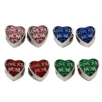 Enamel Zinc Alloy European Beads, Flat Heart, antique silver color plated, without troll lead & cadmium free Approx 5mm 