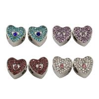 Rhinestone Zinc Alloy European Beads, Flat Heart, platinum color plated, without troll & with rhinestone lead & cadmium free Approx 4.5mm 
