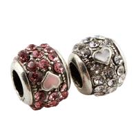 Rhinestone Zinc Alloy European Beads, Drum, platinum color plated, without troll & enamel & with rhinestone lead & cadmium free Approx 5mm 