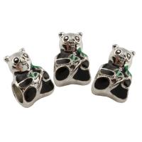 Enamel Zinc Alloy European Beads, Panda, platinum color plated, without troll, lead & cadmium free Approx 5mm 