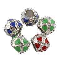 Rhinestone Zinc Alloy European Beads, Drum, platinum color plated, without troll & enamel & with rhinestone lead & cadmium free Approx 5mm 