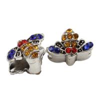 Rhinestone Zinc Alloy European Beads, Bee, antique silver color plated, without troll & with rhinestone, lead & cadmium free Approx 5mm 