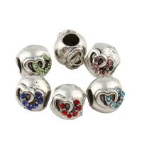 Rhinestone Zinc Alloy European Beads, Drum, antique silver color plated, without troll & with rhinestone lead & cadmium free Approx 5mm 