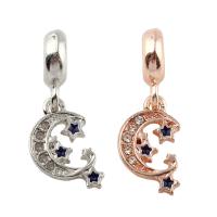 Zinc Alloy European Pendants, Moon and Star, plated, without troll & enamel & with rhinestone lead & cadmium free Approx 5mm 