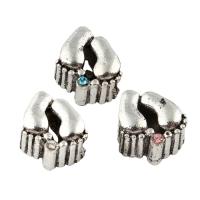 Rhinestone Zinc Alloy European Beads, Foot, antique silver color plated, without troll & with rhinestone lead & cadmium free Approx 5mm 