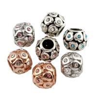 Rhinestone Zinc Alloy European Beads, Drum, plated, without troll & with rhinestone lead & cadmium free Approx 5mm 