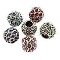 Rhinestone Zinc Alloy European Beads, Round, platinum color plated, without troll & with rhinestone lead & cadmium free Approx 5mm 