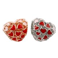 Enamel Zinc Alloy European Beads, Heart, plated, without troll & large hole lead & cadmium free Approx 6mm 