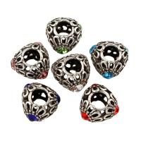 Rhinestone Zinc Alloy European Beads, Triangle, antique silver color plated, without troll & with rhinestone lead & cadmium free Approx 5mm 