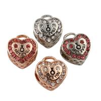 Rhinestone Zinc Alloy European Beads, Heart, plated, without troll & with rhinestone lead & cadmium free Approx 5mm 