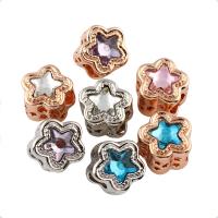 Rhinestone Zinc Alloy European Beads, Star, plated, without troll & with rhinestone lead & cadmium free Approx 5mm 