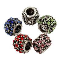 Rhinestone Zinc Alloy European Beads, Drum, antique silver color plated, without troll & with rhinestone lead & cadmium free Approx 5mm 