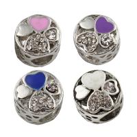 Rhinestone Zinc Alloy European Beads, Column, platinum color plated, without troll & enamel & with rhinestone lead & cadmium free Approx 5mm 