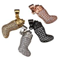 Brass Shoes Pendants, plated, with letter pattern & micro pave cubic zirconia Approx 