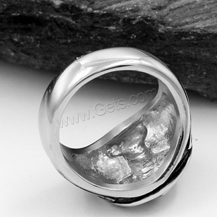Titanium Steel Finger Ring, silver color plated, punk style & different size for choice & for man & blacken, 17mm, Sold By PC