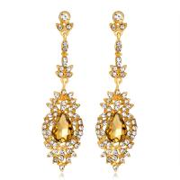 Zinc Alloy Drop Earring, plated, for bridal & for woman & with rhinestone Approx 7 Inch, Approx  28 Inch 