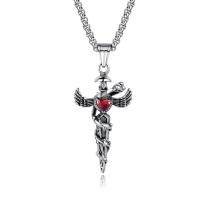 Titanium Steel Necklace, Cross, box chain & for man & with rhinestone & blacken, 48.4mm Approx 3-5mm Approx 21.5 Inch 