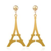 Zinc Alloy Drop Earring, Tower, gold color plated, for woman 