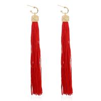 Fashion Tassel Earring, Zinc Alloy, with Nylon Cord, gold color plated, for woman 