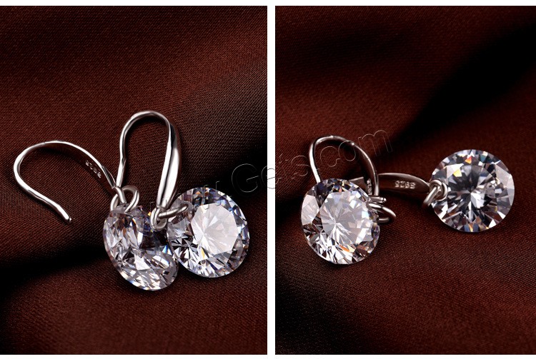 Sterling Silver Cubic Zirconia Earring, 925 Sterling Silver, with Cubic Zirconia, different size for choice & for woman, Sold By Pair
