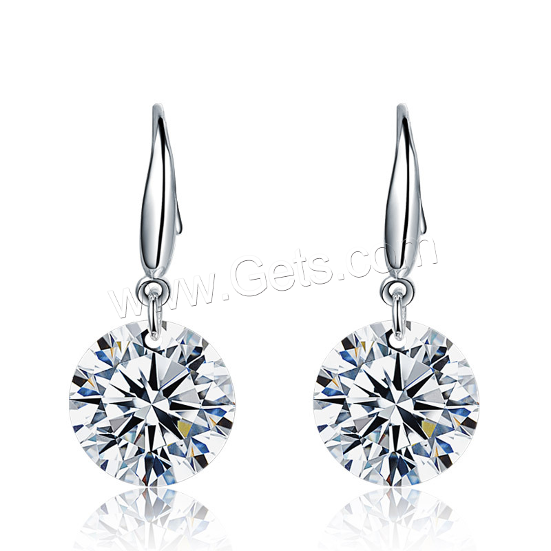 Sterling Silver Cubic Zirconia Earring, 925 Sterling Silver, with Cubic Zirconia, different size for choice & for woman, Sold By Pair