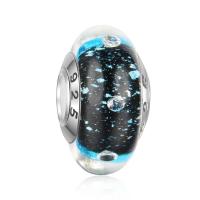 Art und Weise Lampwork European Beads, Rondell, handgemacht, mit 925 logo & Sterling Silber-Dual-Core ohne troll, 8.7x15.5mm, Bohrung:ca. 4.5mm, verkauft von PC