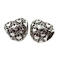 Zinc Alloy European Beads, Heart, antique silver color plated, without troll & blacken, lead & cadmium free Approx 5mm 