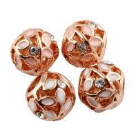 Rhinestone Zinc Alloy European Beads, Drum, rose gold color plated, without troll & enamel & with rhinestone lead & cadmium free Approx 5mm 
