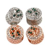 Rhinestone Zinc Alloy European Beads, Column, plated, without troll & with rhinestone lead & cadmium free Approx 5mm 
