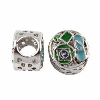 Enamel Zinc Alloy European Beads, Column, platinum color plated, without troll, lead & cadmium free Approx 5mm 