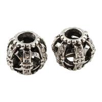 Rhinestone Zinc Alloy European Beads, Drum, antique silver color plated, without troll & with rhinestone, lead & cadmium free Approx 4.5mm 