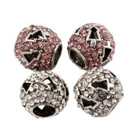 Rhinestone Zinc Alloy European Beads, Drum, platinum color plated, without troll & with rhinestone lead & cadmium free Approx 5mm 