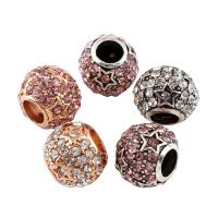 Rhinestone Zinc Alloy European Beads, Drum, plated, without troll & with rhinestone lead & cadmium free Approx 5mm 