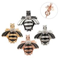 Zinc Alloy Animal Pendants, Bee, plated, It could be opened and beads could be put inside. & enamel & with rhinestone & hollow lead & cadmium free Approx 