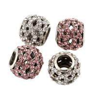 Rhinestone Zinc Alloy European Beads, Drum, platinum color plated, without troll & with rhinestone lead & cadmium free Approx 5mm 