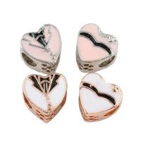 Enamel Zinc Alloy European Beads, Heart, plated, without troll lead & cadmium free Approx 4mm 