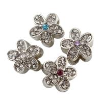 Rhinestone Zinc Alloy European Beads, Flower, platinum color plated, without troll & with rhinestone & large hole lead & cadmium free Approx 6mm 