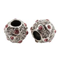 Rhinestone Zinc Alloy European Beads, Drum, platinum color plated, without troll & with rhinestone, lead & cadmium free Approx 5mm 