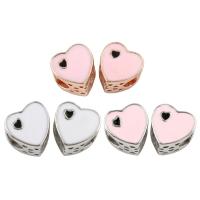 Enamel Zinc Alloy European Beads, Heart, plated, without troll lead & cadmium free Approx 5mm 