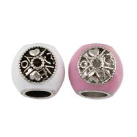 Enamel Zinc Alloy European Beads, Drum, platinum color plated, without troll lead & cadmium free Approx 5mm 