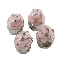 Enamel Zinc Alloy European Beads, Cake, platinum color plated, without troll & with rhinestone lead & cadmium free Approx 5mm 